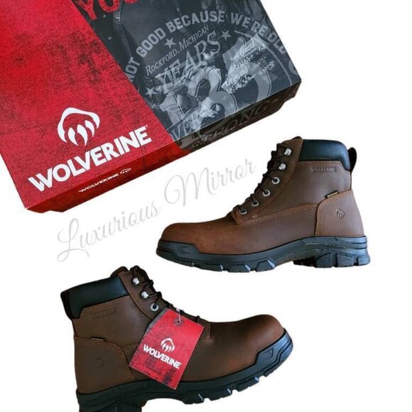 Wolverine Chainhand Ep Work Safety Leather Boots Midcalf Brown Lace Up Men's 12M - Picture 1 of 11